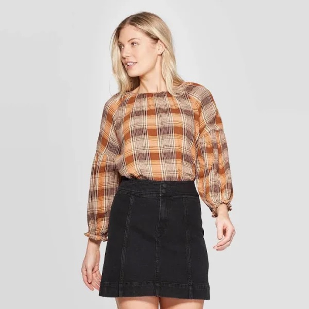 🌿Final Sale Universal Thread Fall Plaid Women's Top‎